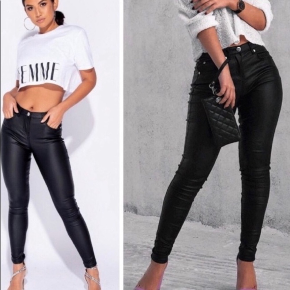Black skinny coated pans.
